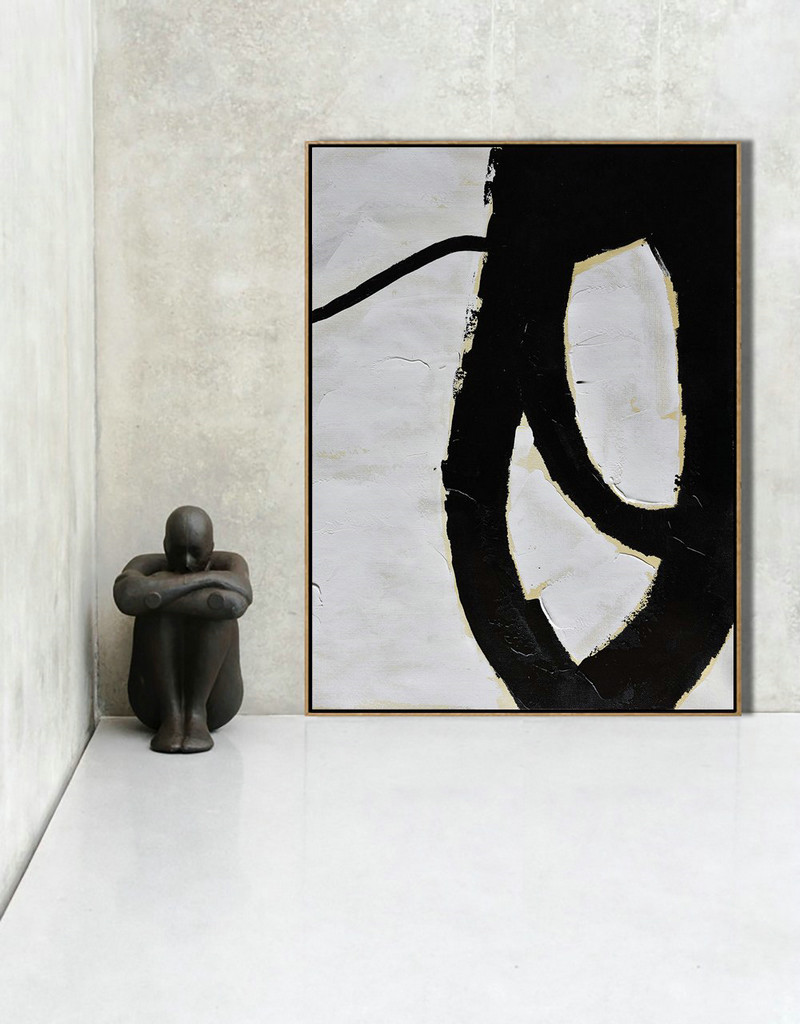Large Abstract Art Handmade Painting,Minimalist Painting On Canvas, Palette Knife Vertical Minimal Art - Acrylic Painting On Canvas
